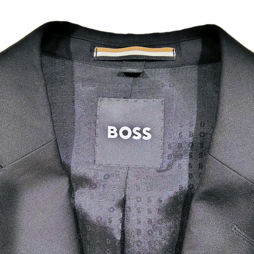 Hugo Boss Blazer Mens 38S Recent Black Wool Suit Jacket Sport Coat Slim